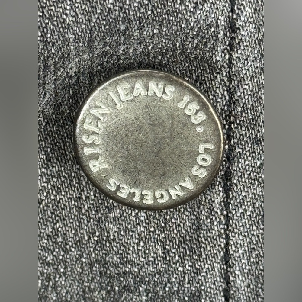 RISEN Distressed Denim Jacket 1XL Button Down Style #XRDJ1115 Charcoal Black - Picture 6 of 9